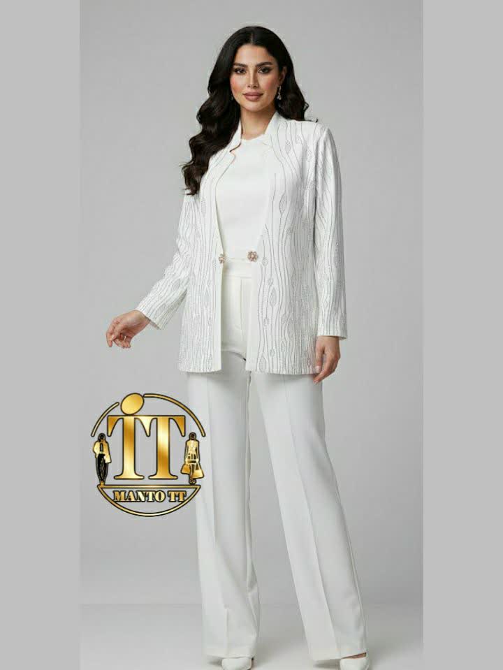 کت شلوار 3 تکه سفید مجلسی