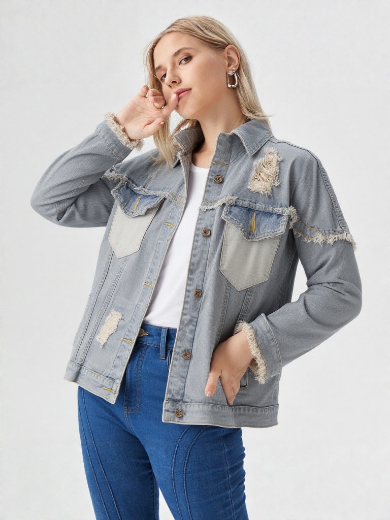 کت لی زنانه زاپدار | جین وارداتی با استایل خیابانی